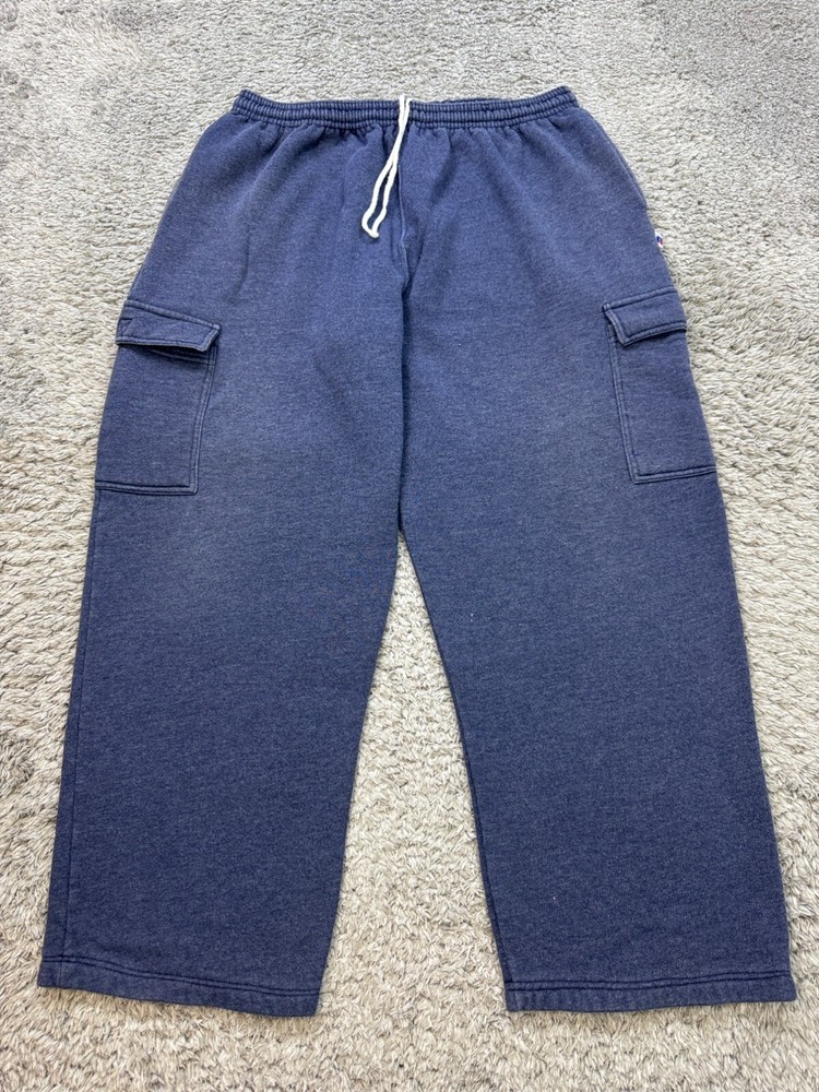 Vtg Russell Athletic Sweatpants Mens XL Gray Cargo Relaxed Baggy Lounge 90s Y2K