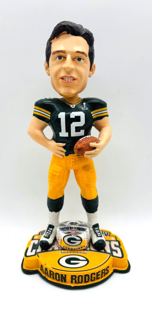 Aaron Rodgers Green Bay Packers Super Bowl XLV Champions Bobblehead with Ring-image