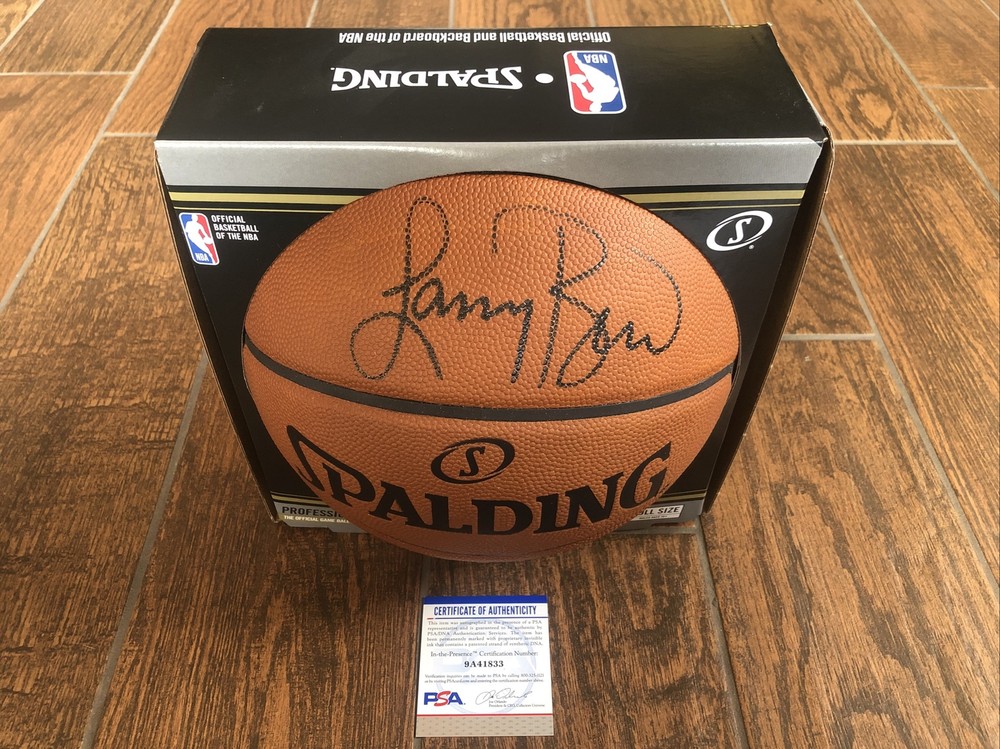 Larry Bird Signed Spalding Official Game Basketball PSA WITNESSED Boston Celtics