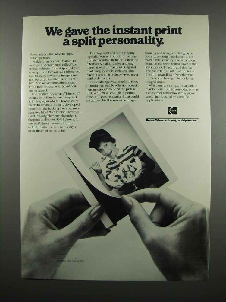 1983 Kodak Kodamatic Trimprint Instant Color Film Ad