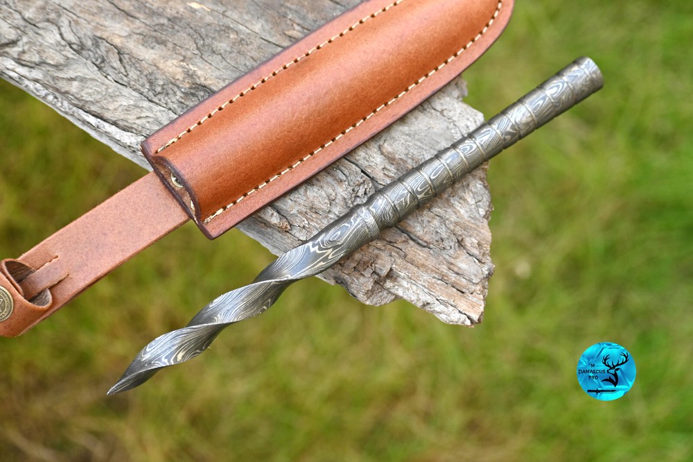 HANDMADE FULL TANG FORGED DAMASCUS STEEL KRIS BLADE BOOT DAGGER KNIFE 2423