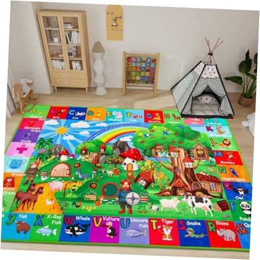 ABC Kids Playroom Rug 59x39.4 Inch Educational Hobbit House Design  -image