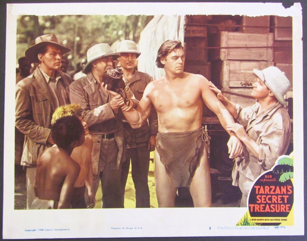 TARZAN'S SECRET TREASURE~ORIGINAL RKO 1948 REISSUE LOBBY CARD #3~WEISSMULLER
