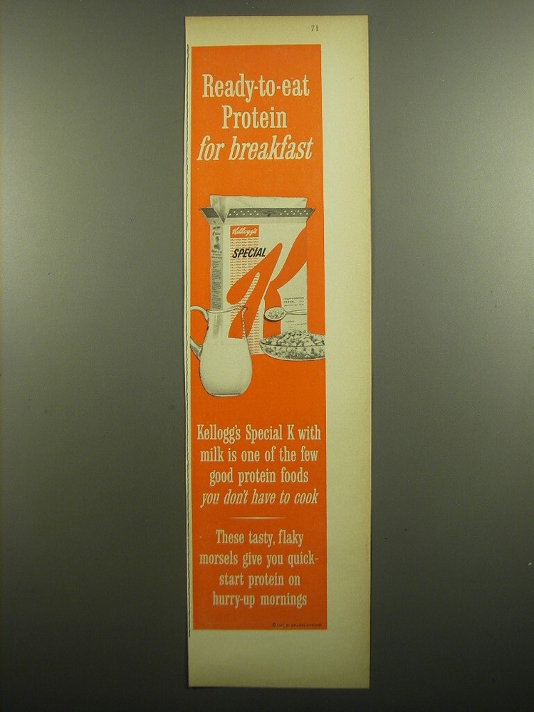 1960 Kellogg's Special K Cereal Ad - Ready-to-eat Protein for breakfast
