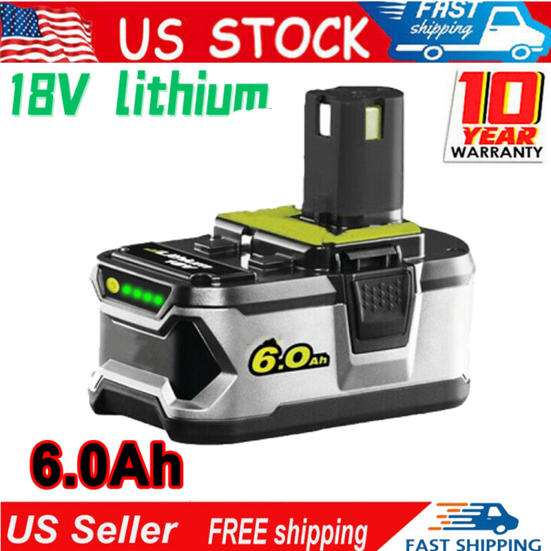 For Ryobi P108 18V One Plus 18V Lithium High Capacity 6.0AH Battery P107 P102