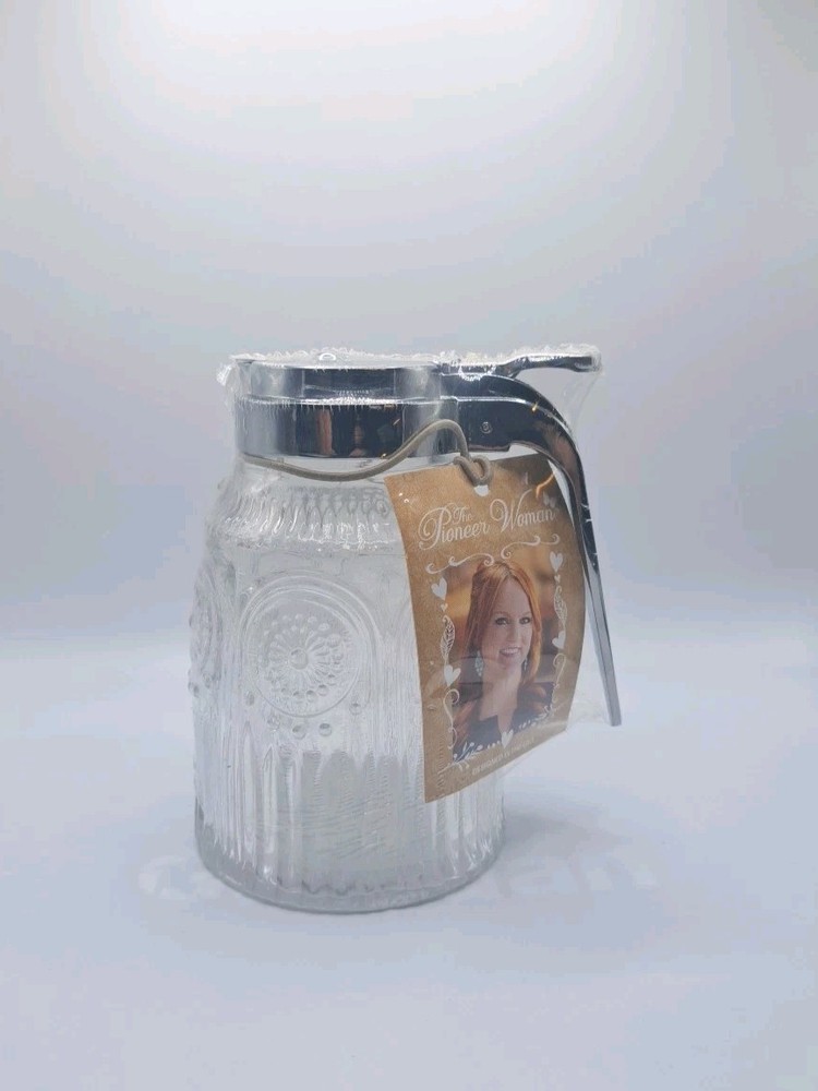 Pioneer Woman Adeline 5-Inch Clear Glass Syrup Dispenser New Sealed  
