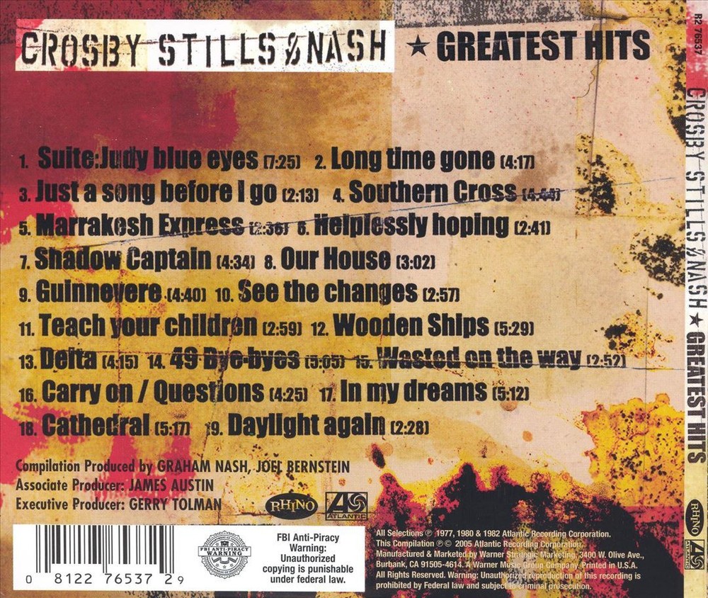 CROSBY, STILLS & NASH GREATEST HITS NEW CD