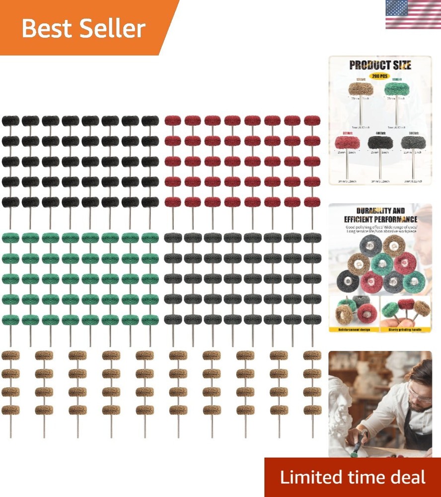 200 Pcs Abrasive Buffing Wheels, 1 inch Abrasive Buffing Polishing Wheels Bur...