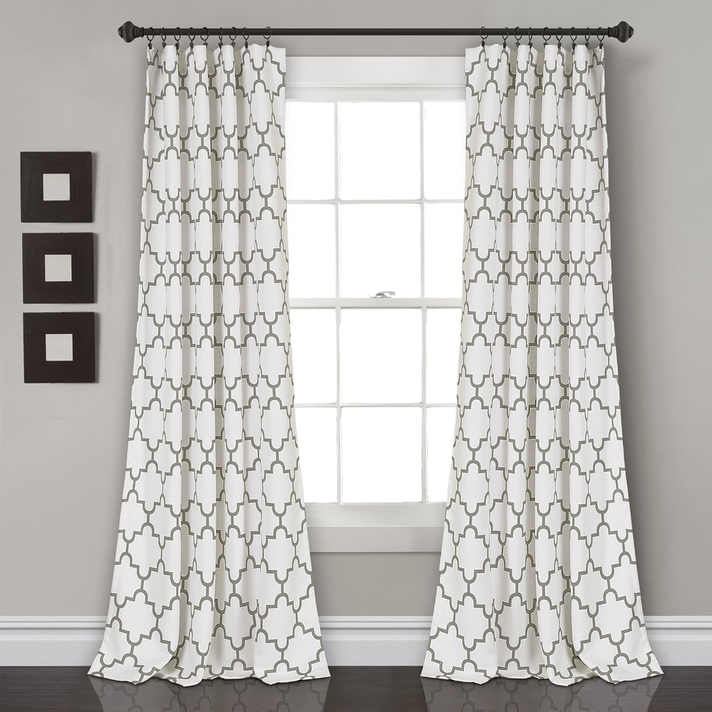 Bellagio Light Filtering Curtains-Trellis Geometric Design Window Drapes Set for