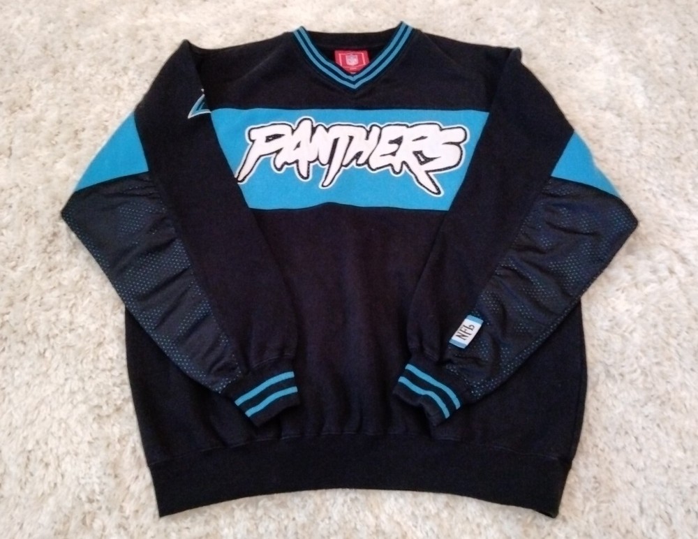 Vintage VF Imagewear Carolina Panthers Sweatshirt NFL Size Large Black & Teal