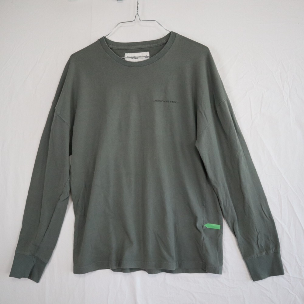 Abercrombie & Fitch T-Shirt Mens Small Soft A&F Crew Neck Tee Green Long Sleeve-image