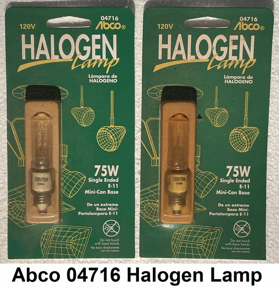 (Lot of 2) Abco 04716 Halogen Lamp, 75W Mini-Can Base E-11-image