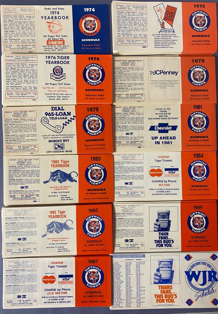 1974-2001 Detroit Tigers Pocket Schedules—Un-Folded & Clean—LOT of 1220