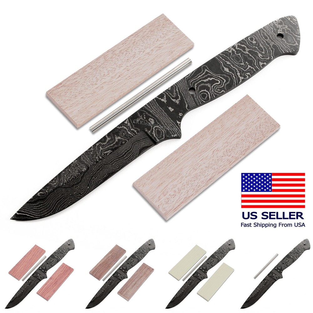 Damascus Knife Making Kit with 9 Handle Options - DIY Sierra Hunter Blade Kit