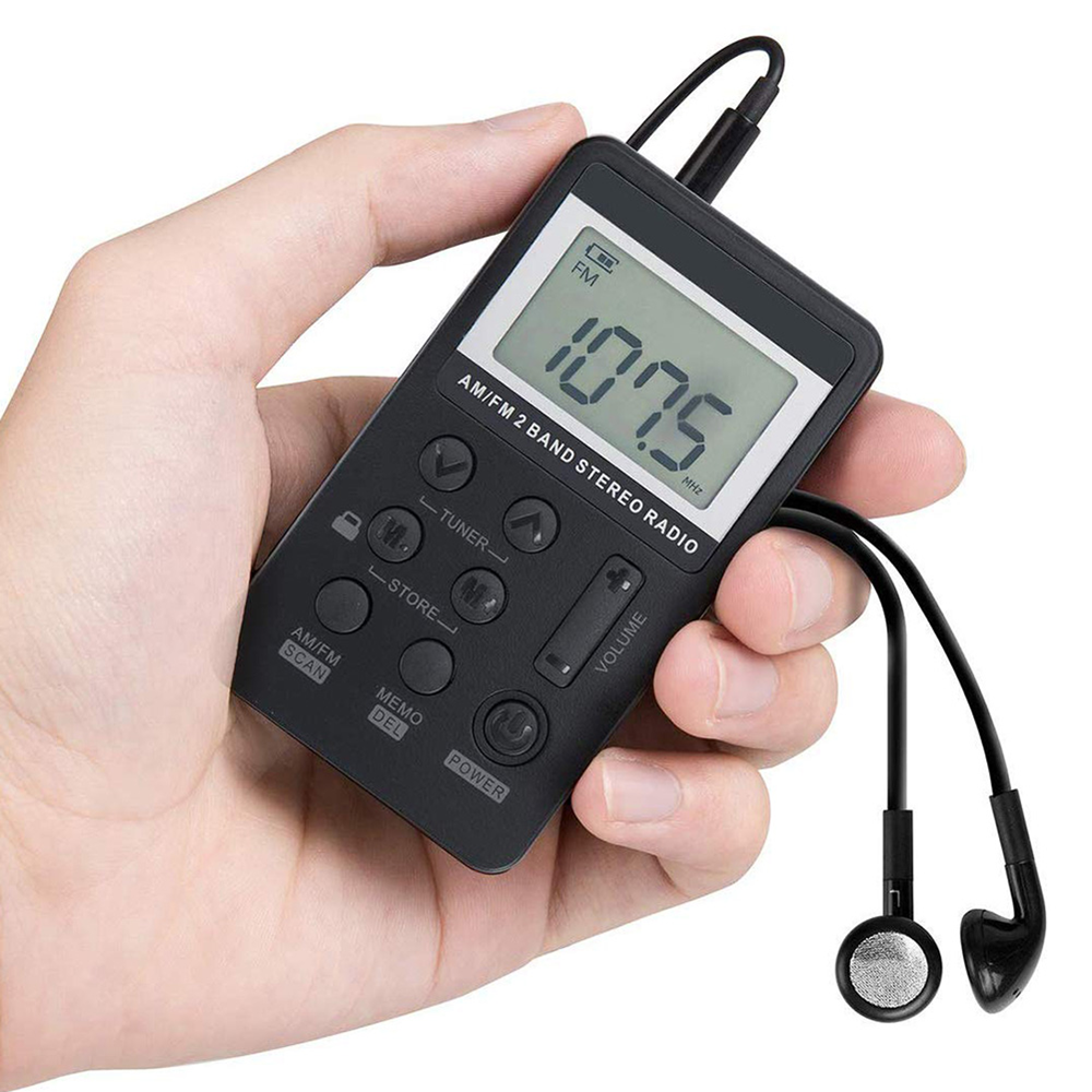 Portable AM/FM Pocket Radio Mini Walkman Digital LCD Screen with 3.5mm Earphone