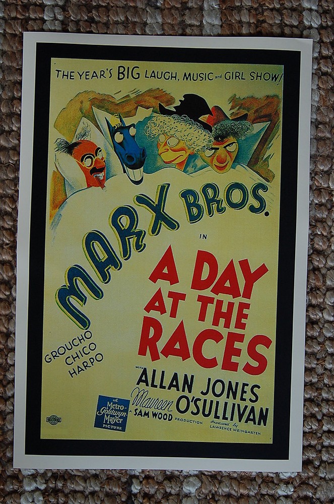 Marx Brothers A Day at the Races Lobby Card Poster Groucho Harpo Chico Vintage Film Memorabilia