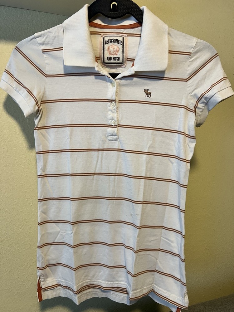 Abercrombie & Fitch Y2K women’s cropped Polo shirt w/ Moose logo Size small-image