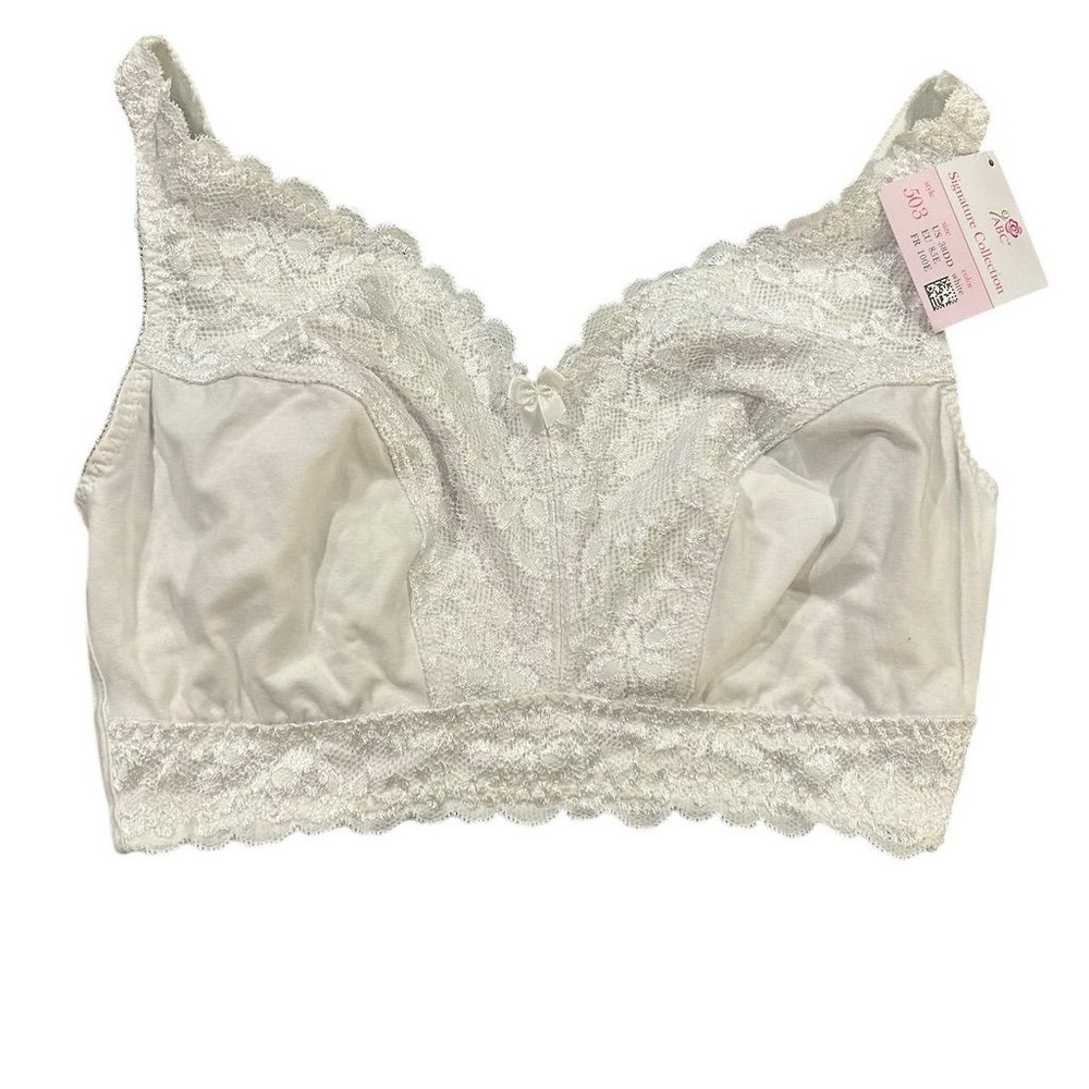 ABC Signature Lace Bralette 38DD Wireless Full Coverage White  -image