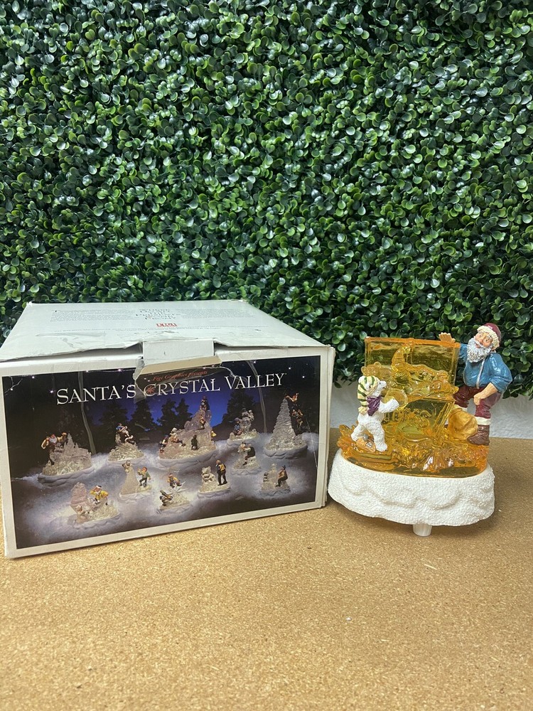 Vintage Crystal Valley Santa Toy Box with Polar Bear Christmas Lighted RARE ⭐️