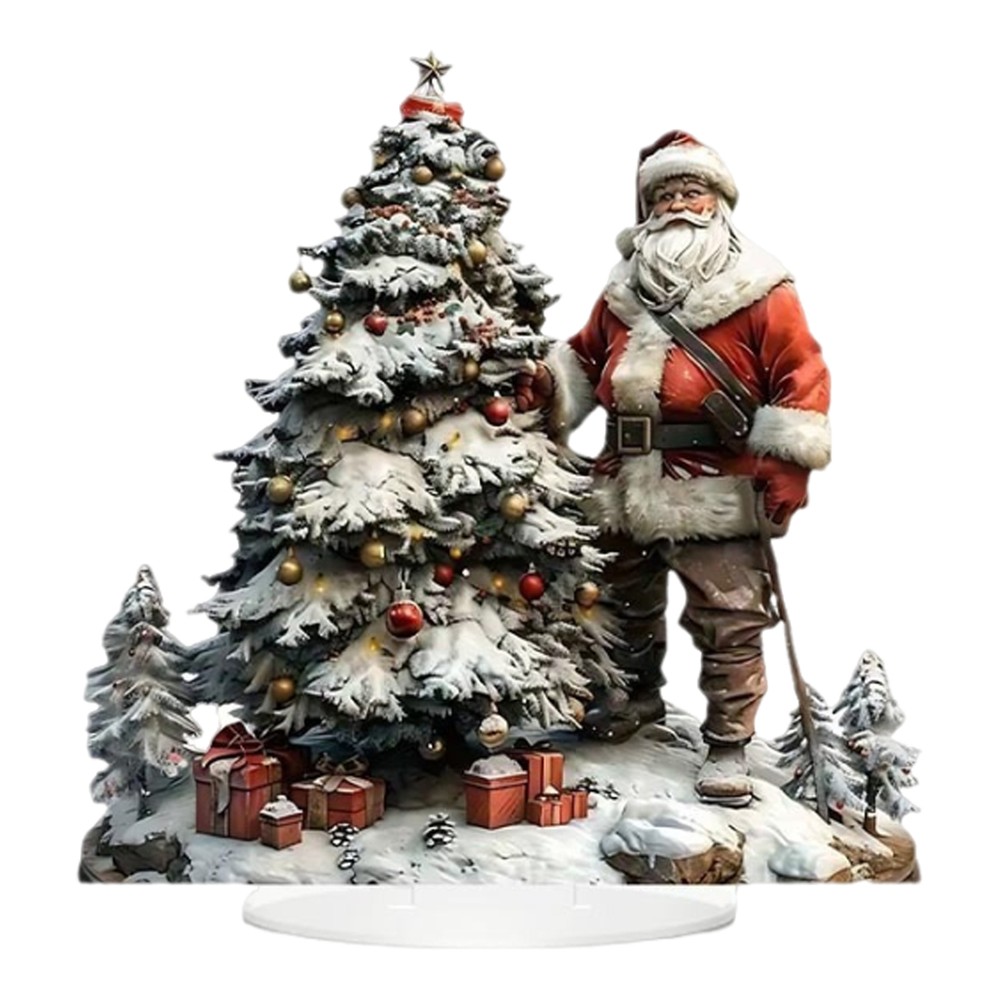 Santa Claus Figurines 2D Acrylic Christmas Figurine Christmas Decor Ornaments
