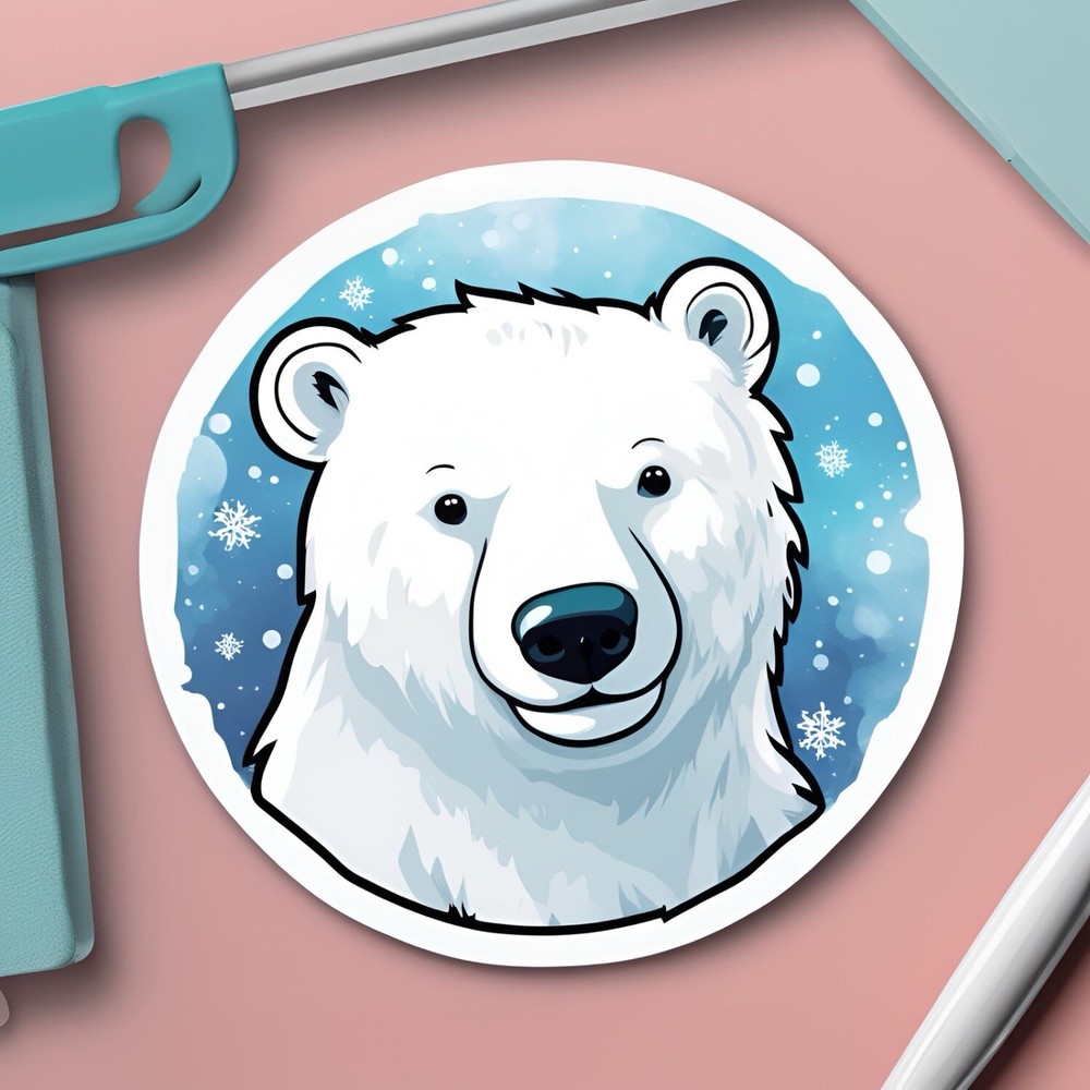 3” Round Cute Cartoon Polar Bear AMAZING STICKER!