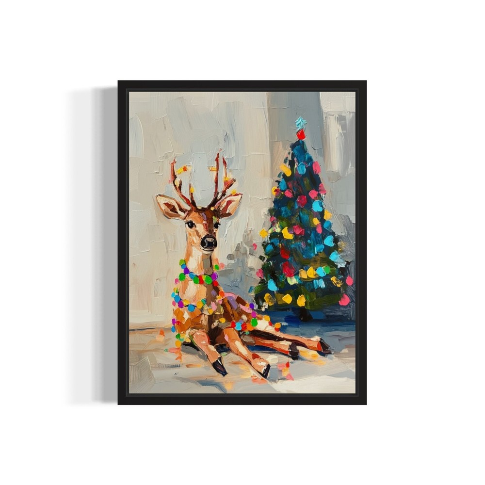 Reindeer Christmas Art Print Poster City Wall Art Painting Artwork