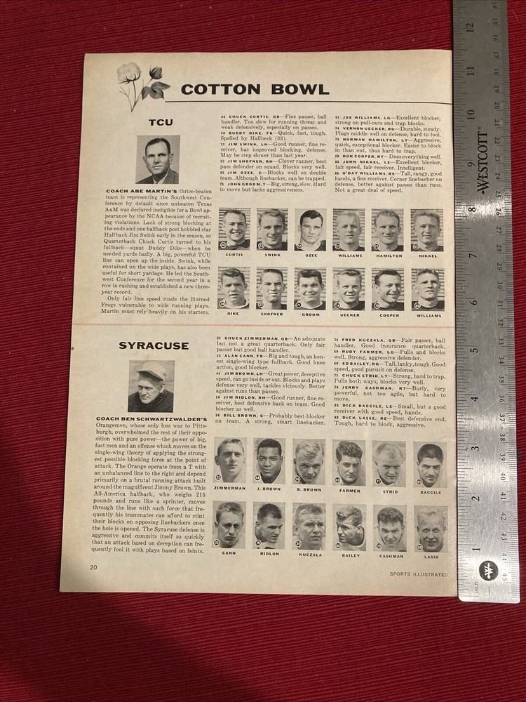 1956 Cotton Bowl TCU vs Syracuse Vintage Football Print