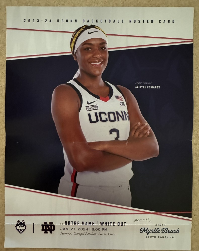 Connecticut Huskies Aaliyah Edwards Roster Card 2024 (Mini Poster) UConn WBB-image
