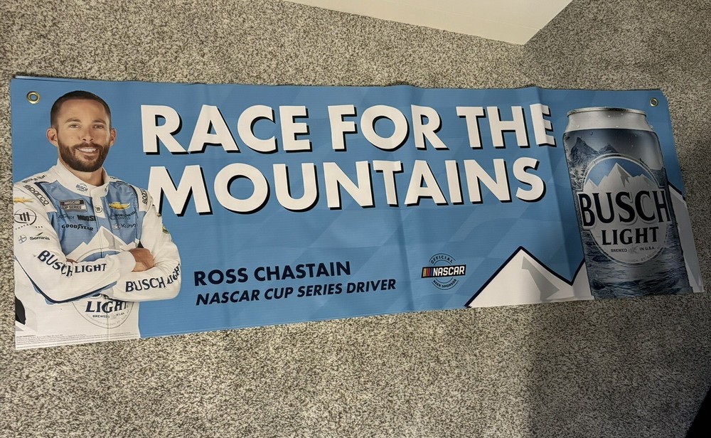 NEW NASCAR BUSCH RACE BANNER ROSS CHASTAIN