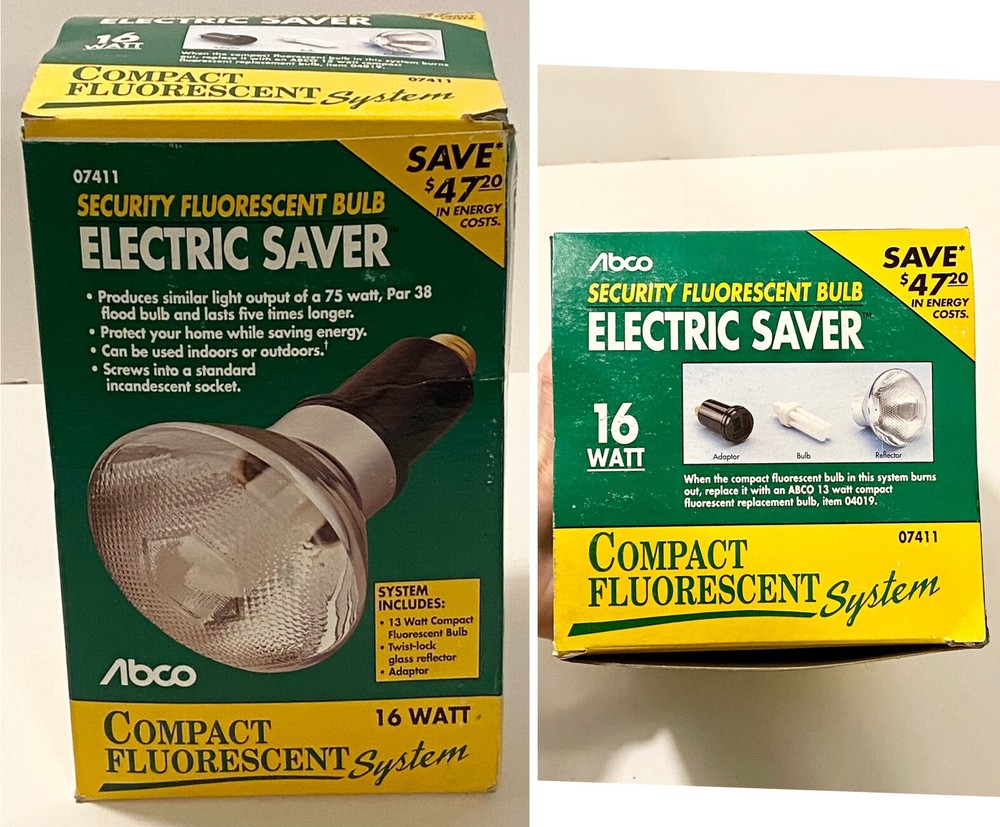 Abco 07411 Security Fluorescent Bulb Electric Saver System w/Reflector, Adaptor-image