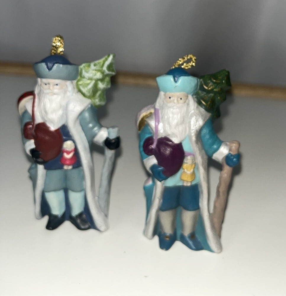 2 Provincial Vintage Old World St Nicolas Ornaments 3.5” Tall Ceramic