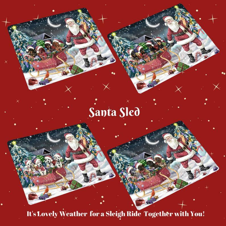 Christmas Santa Sled Dogs Cats Photo Lovers Refrigerator Magnet Gifts