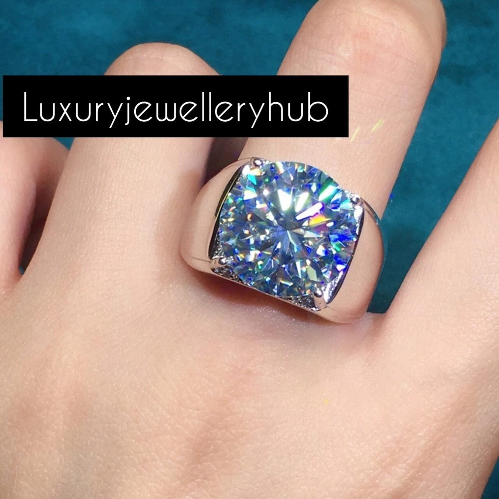 AAA+ Moissanite Ring 925 Sterling Silver Round White Gemstone-image