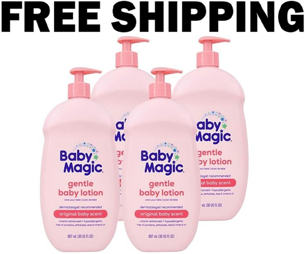 Baby Magic Gentle Baby Lotion | 30 Fl Oz (Pack of 4) | Vitamins & Aloe | Free...