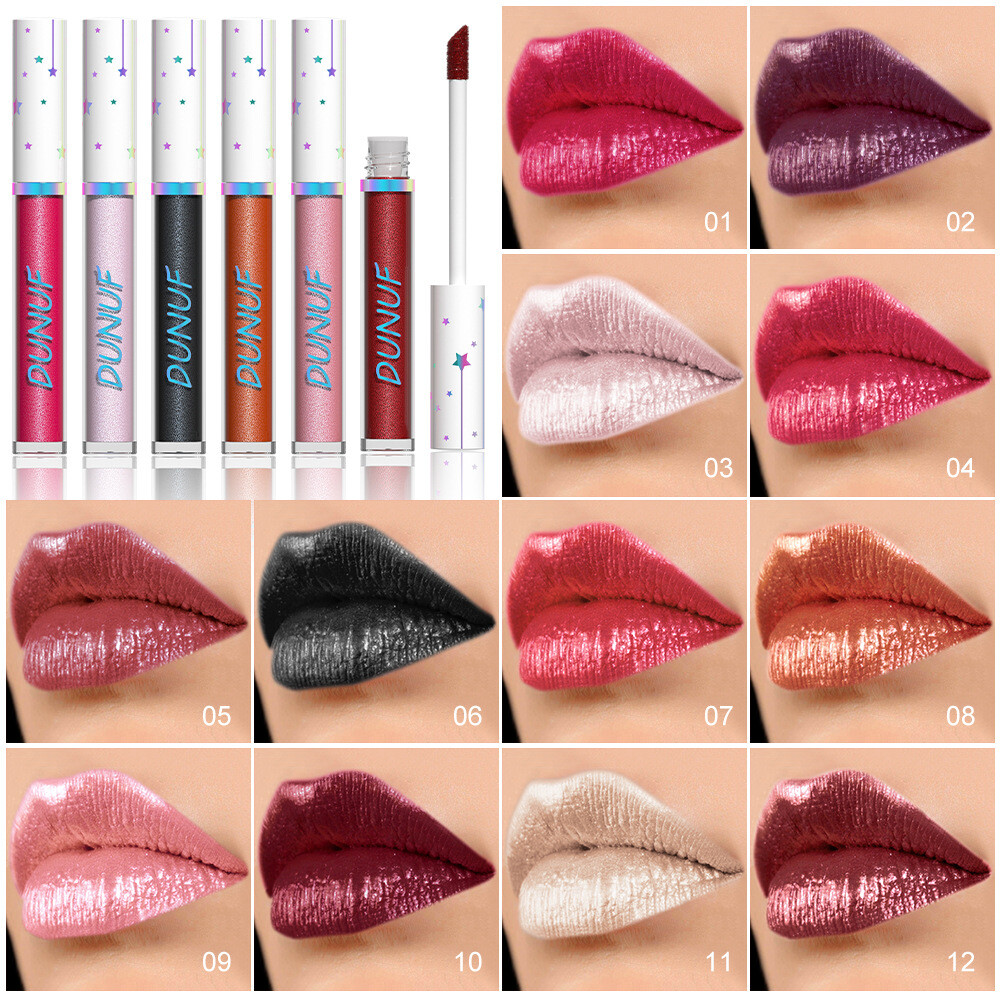 12-Color Shimmer Liquid Lipstick Long-Lasting Waterproof Glossy Lip Gloss