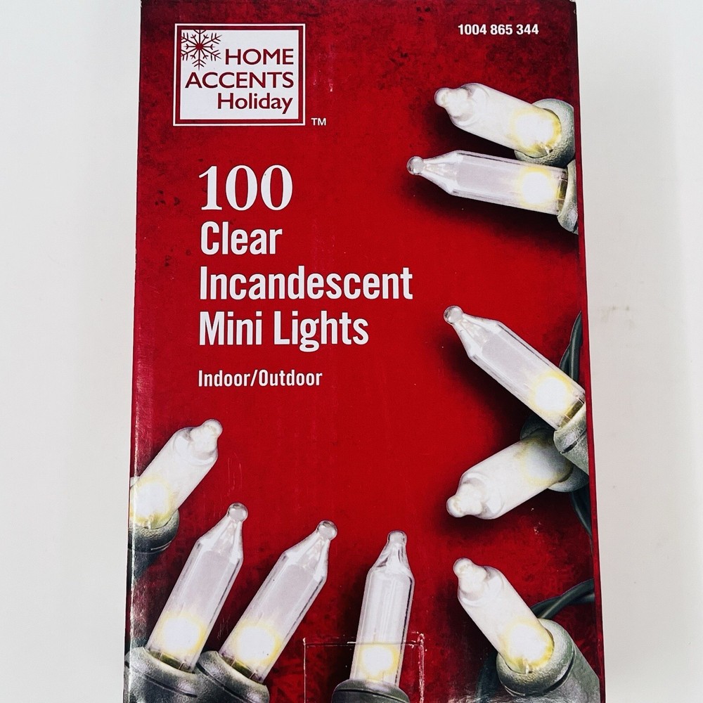 Home Accents 100 Count Clear Mini 20 FT String Lights Indoor Outdoor Green Wire