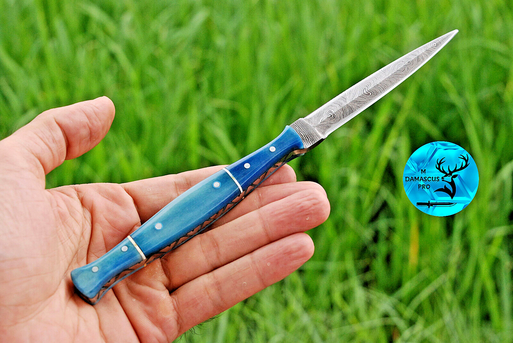 HANDMADE FORGED DAMASCUS STEEL THROWING BOOT KNIFE HUNTING SURVIVAL EDC 1620