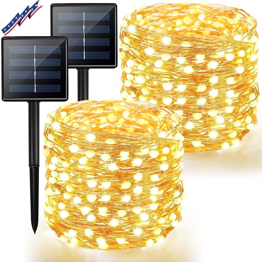 2Pack Solar String Lights Outdoor, 80FT 200LED Solar Fairy Lights, Waterproof...