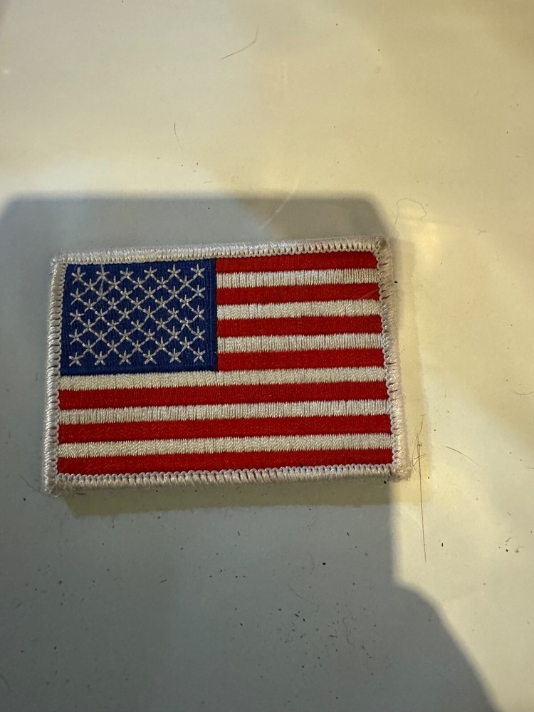 Full color United States reverse flag patch white border hook backed