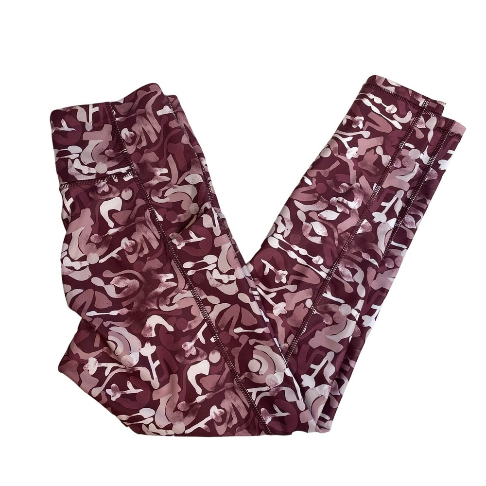 TEK GEAR Camo Patterened Leggings NWT Purple White Small Side Pockets