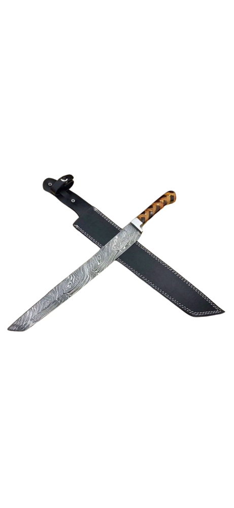 HANDMADE DAMASCUS STEEL BUTCHER/BRISKET CHEF KNIFE  WITH ROSE/OLIVE WOOD HANDLE