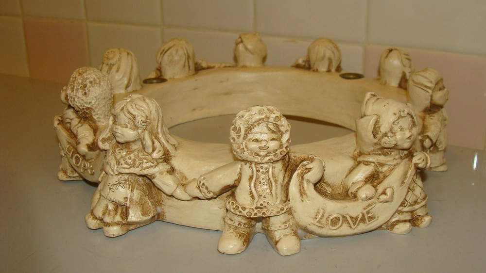 Abbey Press Resin Candle Holder Ring of Children LOVE, JOY, HOPE & PEACE-image