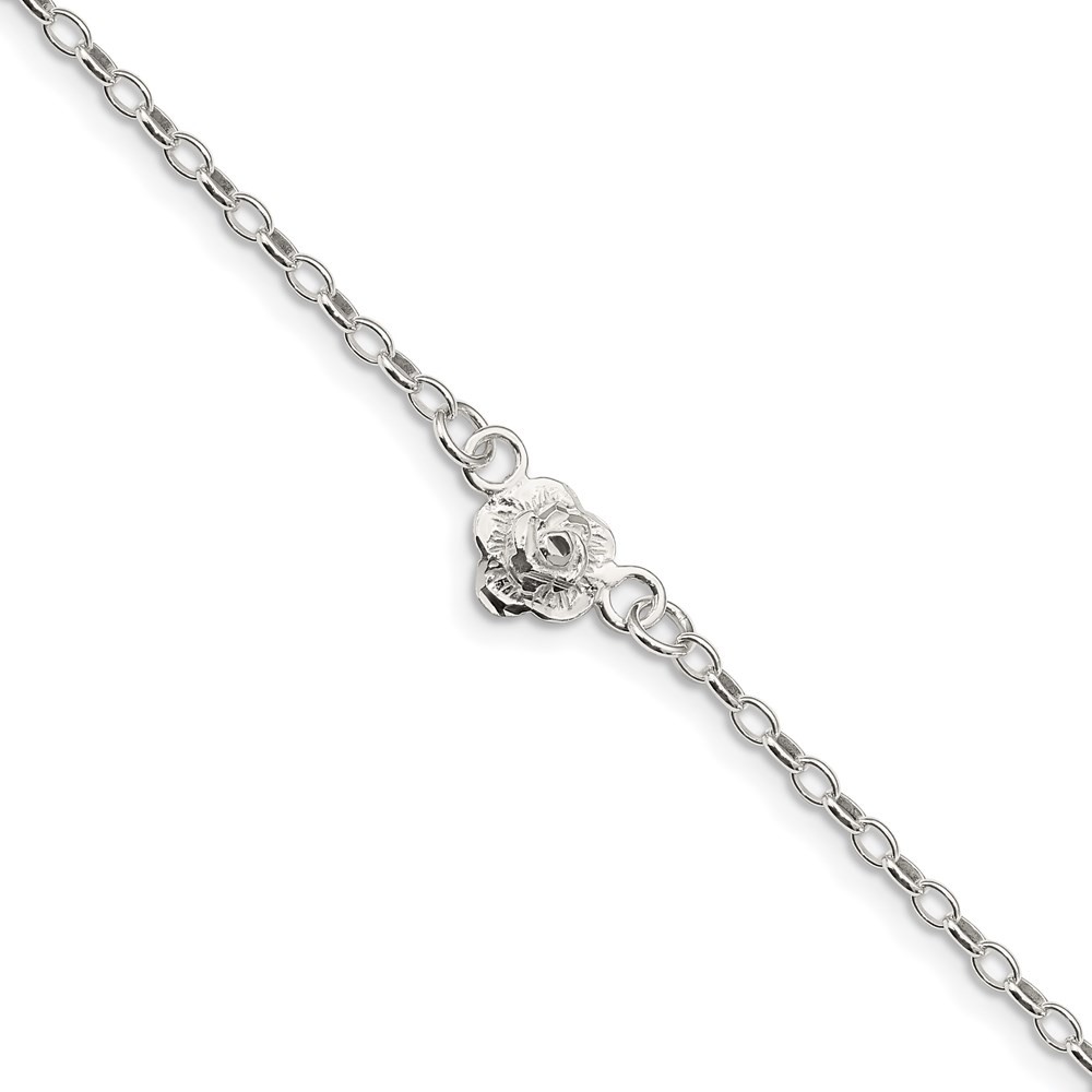 Sterling Silver Flower Charm Anklet 10