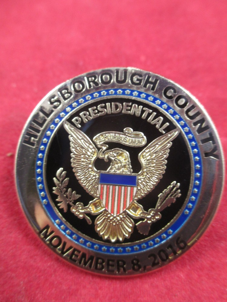 Lapel Pin Vote Official Election Poll Worker HILLSBOROUGH County FL Nov 8 2016