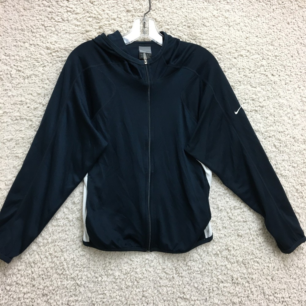 Nike Hoodie Small Adult Blue Dri Fit Full Zip Sweatshirt Swoosh Stretch Womens S