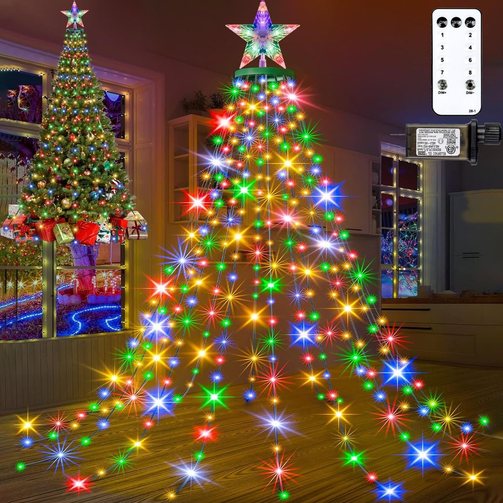 Christmas Tree Lights with Ring for Tree, 400LED Christmas String Lights with...