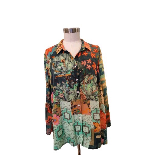 ORIENTIQUE AUSTRALIA Colorful Floral Print Rayon Blouse Medium