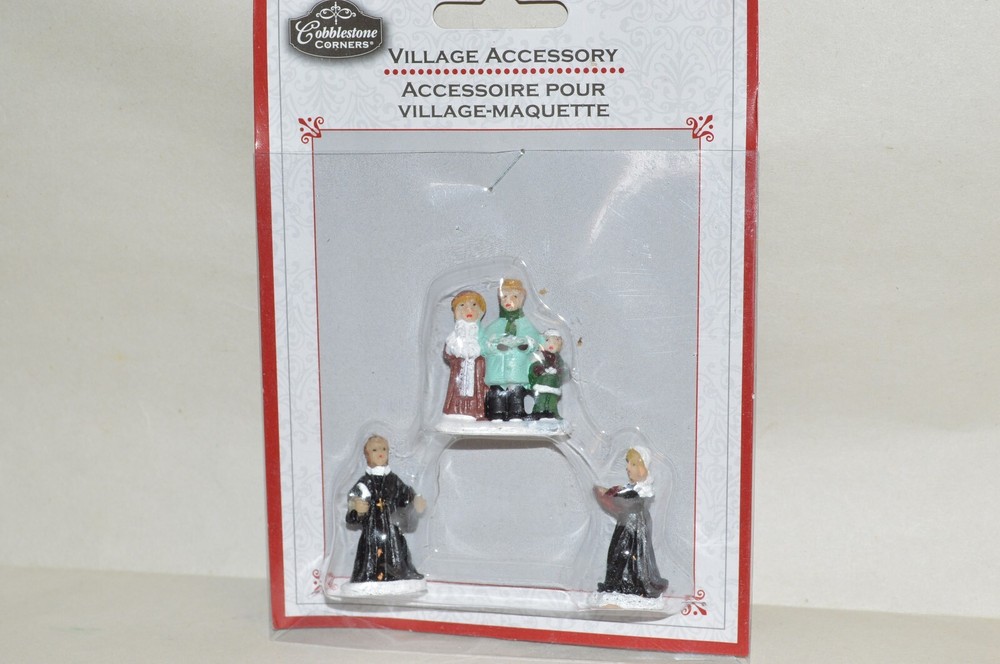 Christmas Holiday Cobblestone Corners Village Accessory #6 Church figures set