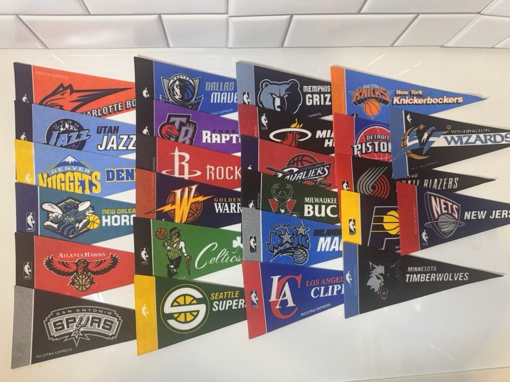 Mini Pennant Banner flags Basketball Teams lot of 25