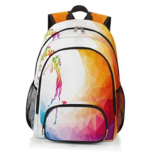 Ball School Backpack, Rainbow Sport Geometric College School Bags Golf